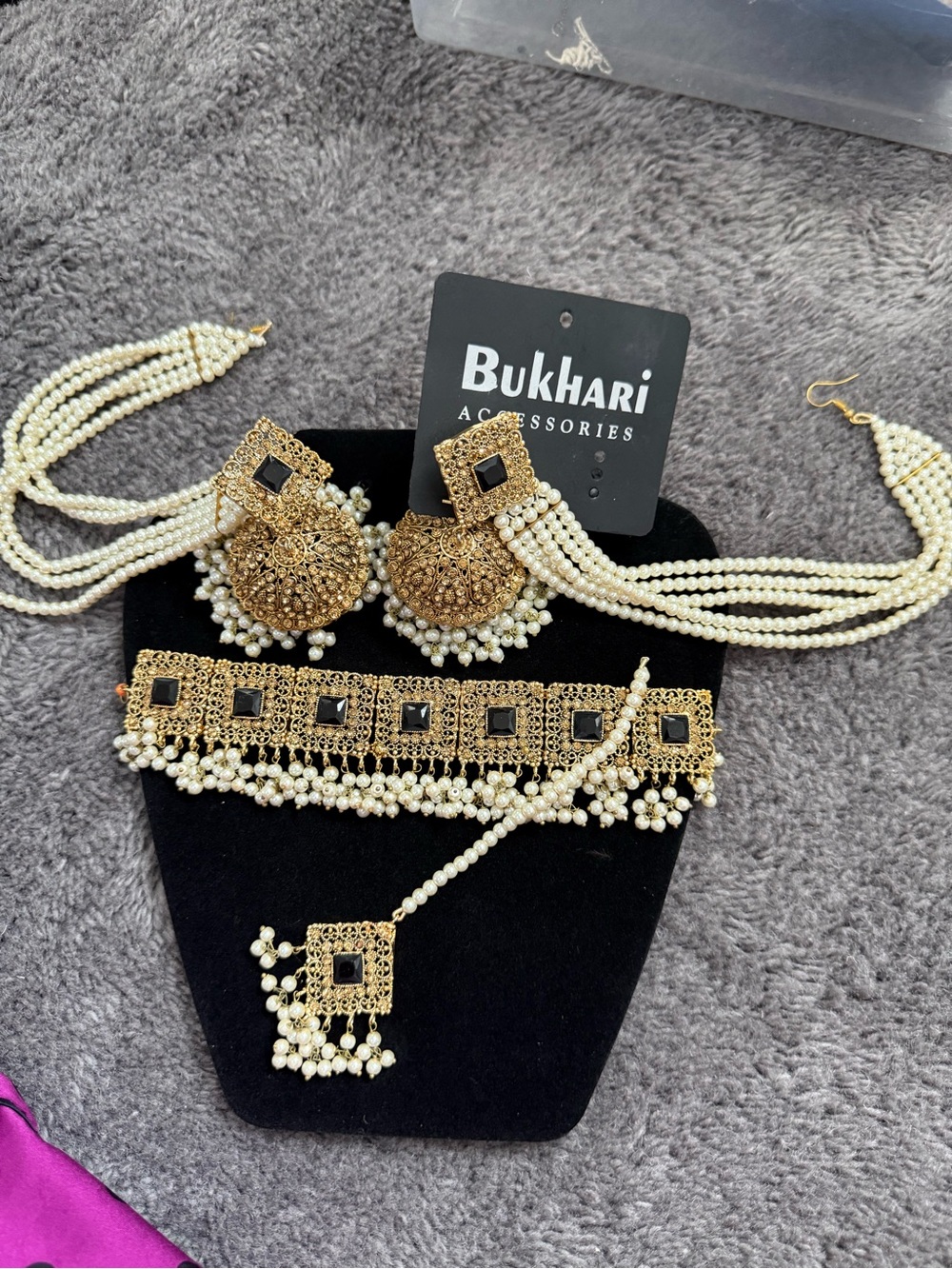 Gold & White Pearl Bridal Jewelry Set